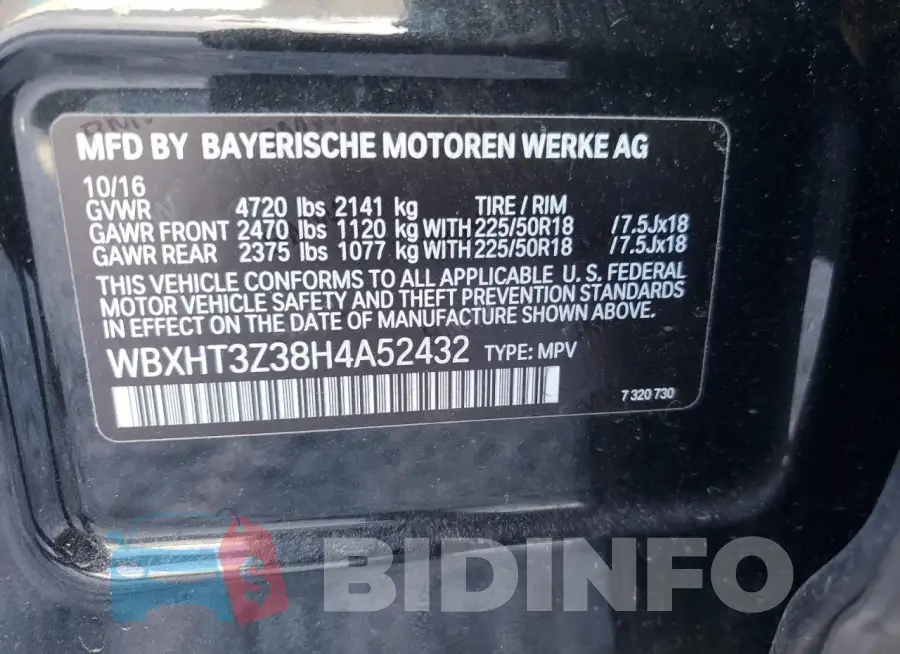 WBXHT3Z38H4A52432 Photo# 12