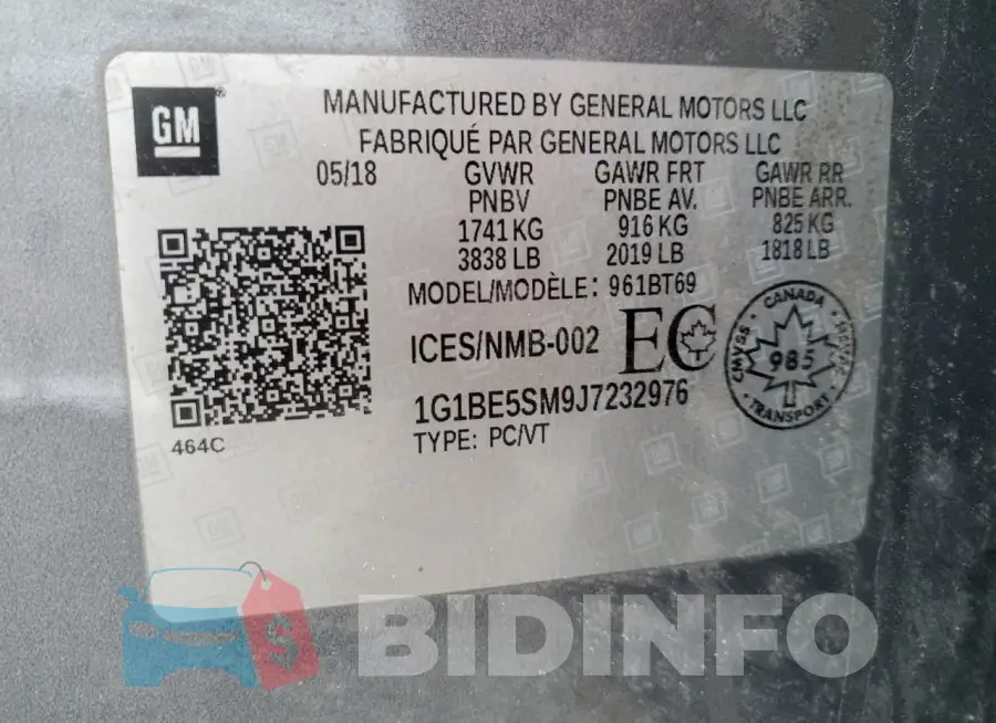 1G1BE5SM9J7232976 Photo# 12