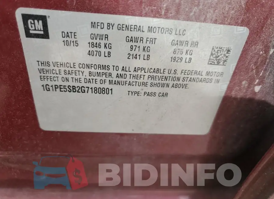 1G1PE5SB2G7180801 Photo# 13