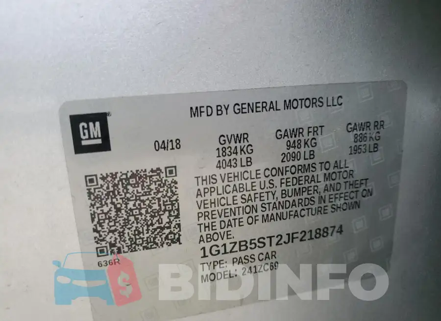 1G1ZB5ST2JF218874 Photo# 12