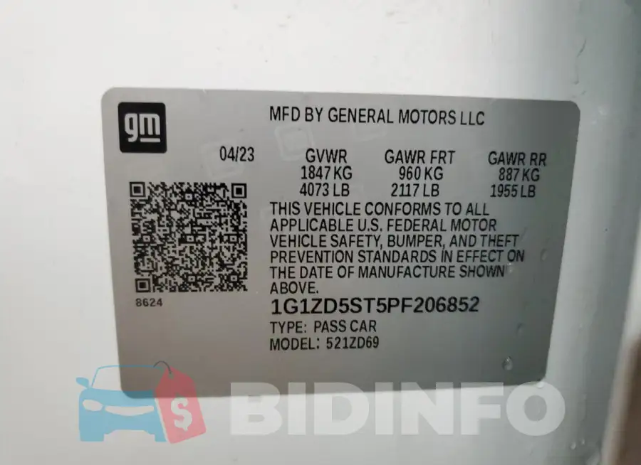 1G1ZD5ST5PF206852 Photo# 13