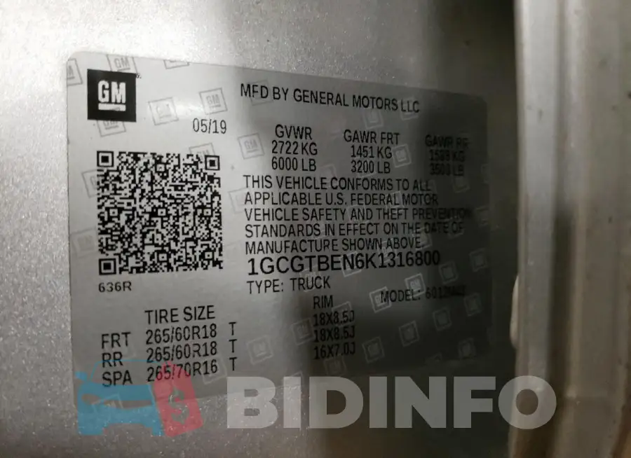1GCGTBEN6K1316800 Photo# 12