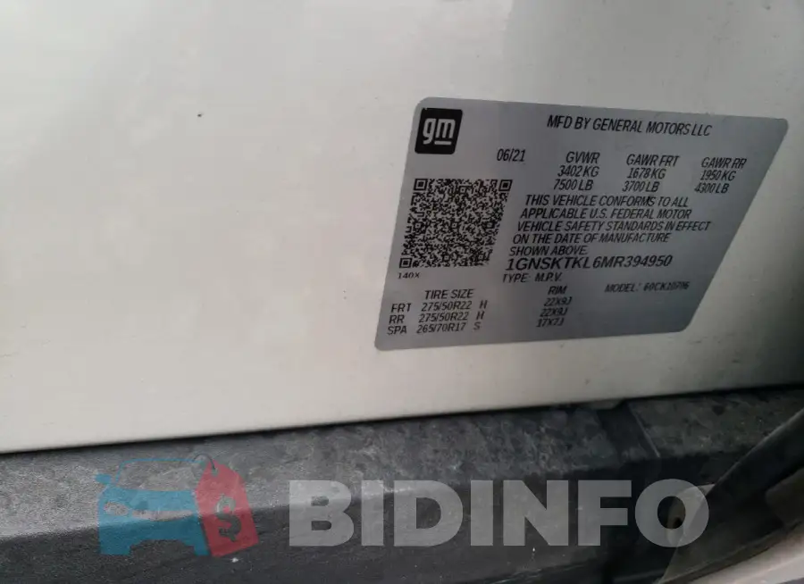 1GNSKTKL6MR394950 Photo# 13