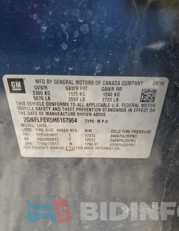 2GNFLFEK5H6167964 Photo# 13