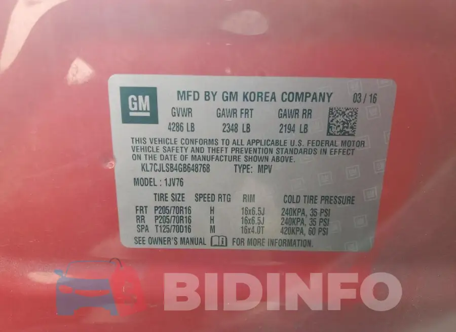 KL7CJLSB4GB648768 Photo# 13