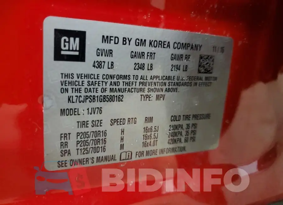 KL7CJPSB1GB580162 Photo# 13
