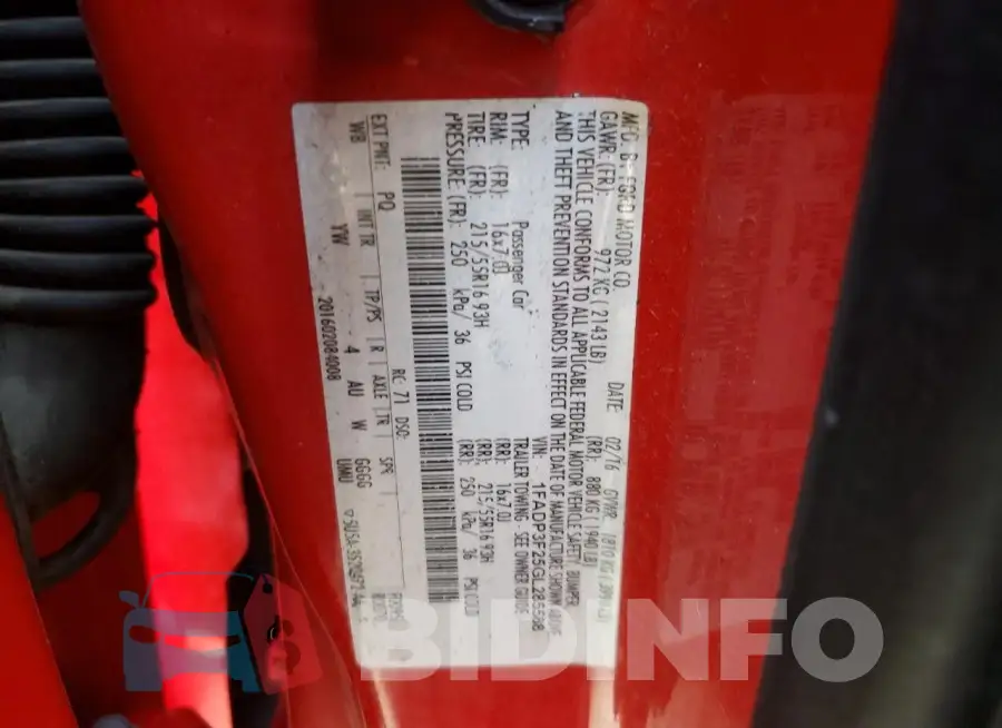 1FADP3F25GL285588 Photo# 12
