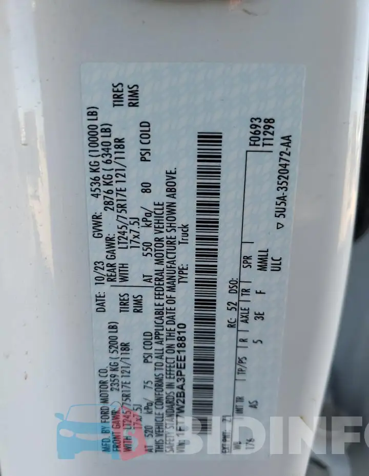 1FT7W2BA3PEE18810 Photo# 13