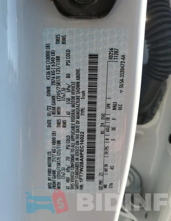 1FT7W2BA9PEC16022 Photo# 12