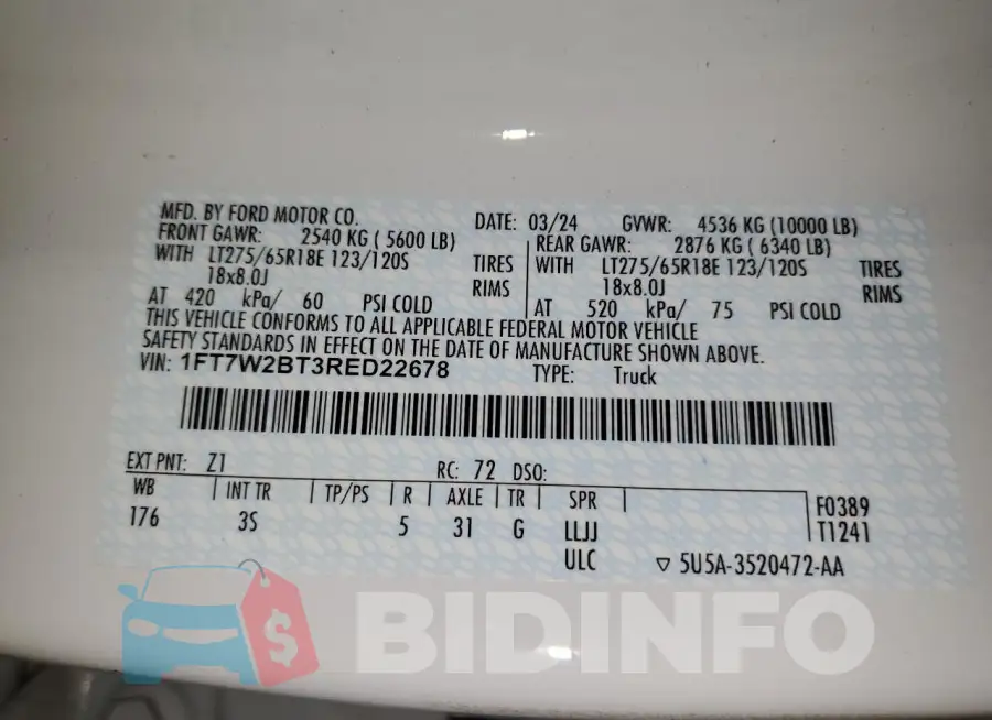 1FT7W2BT3RED22678 Photo# 12