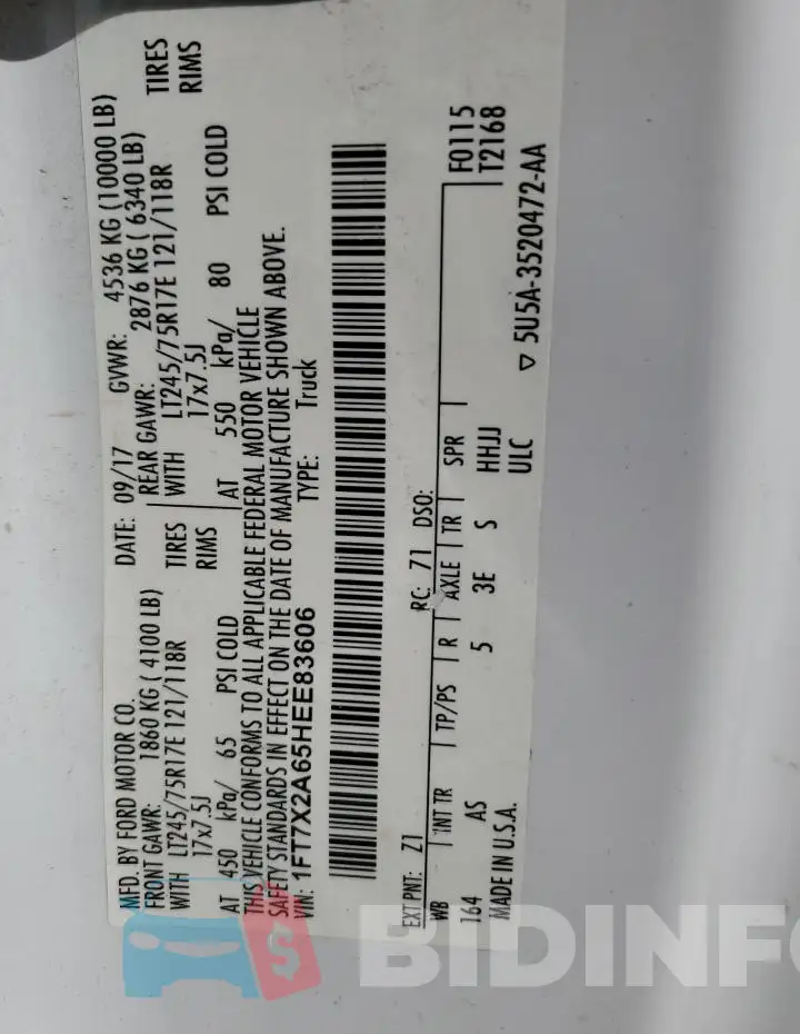 1FT7X2A65HEE83606 Photo# 12