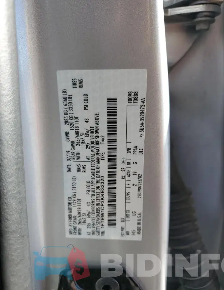 1FTEW1CP3KKE32320 Photo# 12