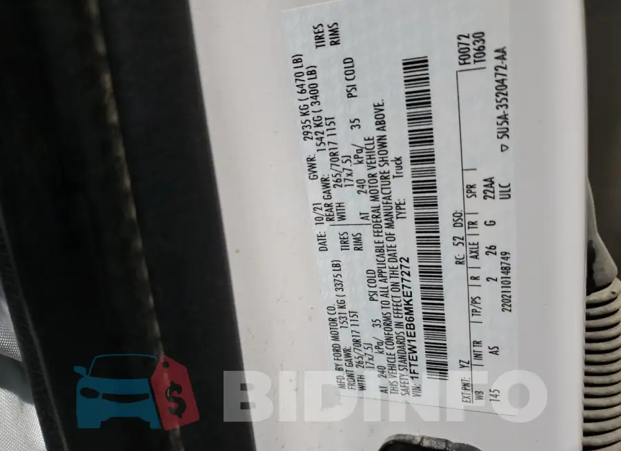 1FTEW1EB6MKE77272 Photo# 12