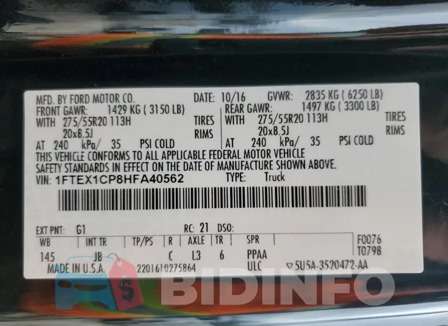 1FTEX1CP8HFA40562 Photo# 13