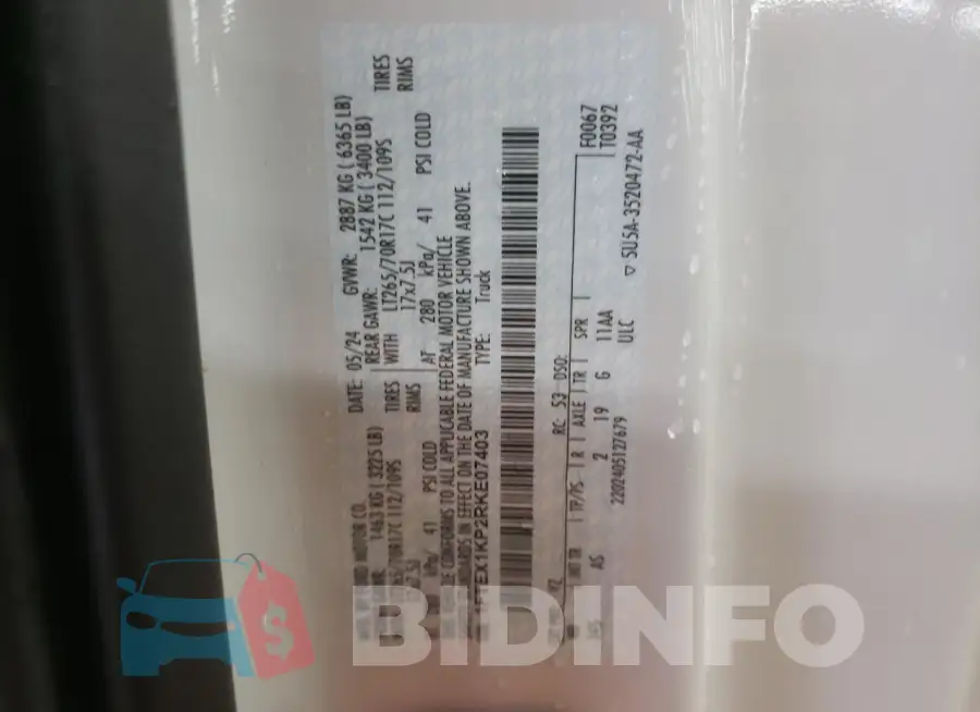 1FTEX1KP2RKE07403 Photo# 12