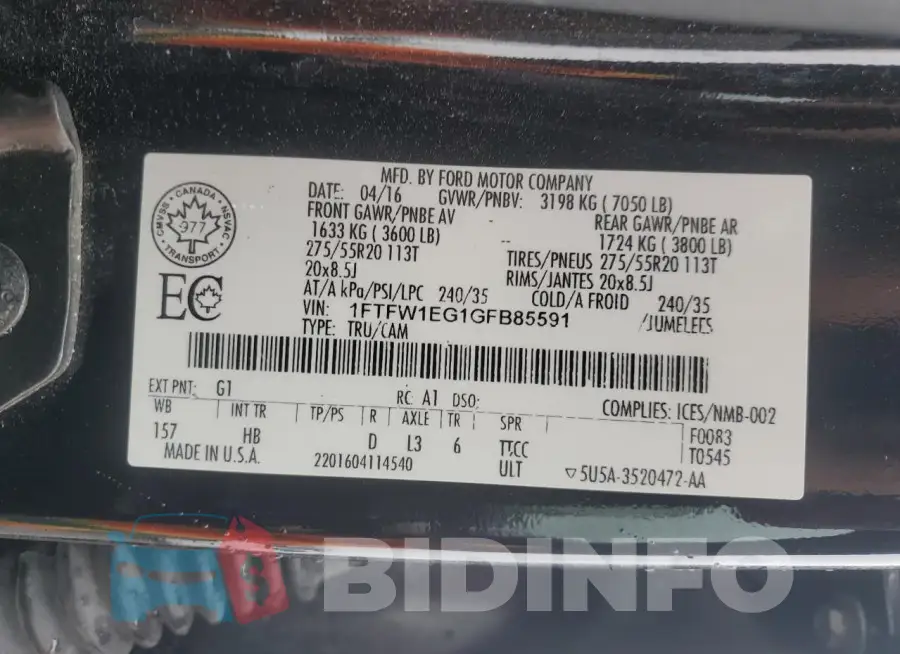 1FTFW1EG1GFB85591 Photo# 12