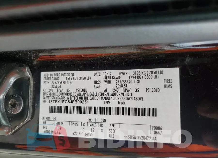 1FTFX1EG8JFB00251 Photo# 12