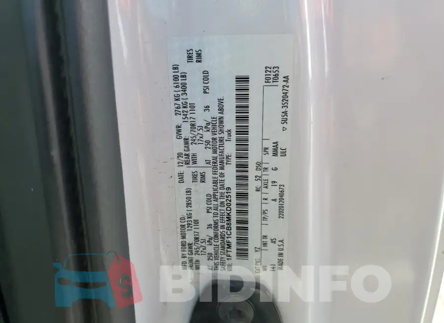 1FTMF1CB8MKD02519 Photo# 12