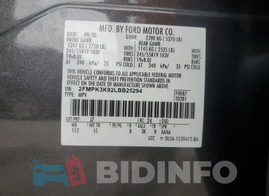2FMPK3K92LBB25294 Photo# 13