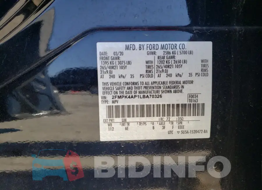2FMPK4AP1LBA70326 Photo# 13