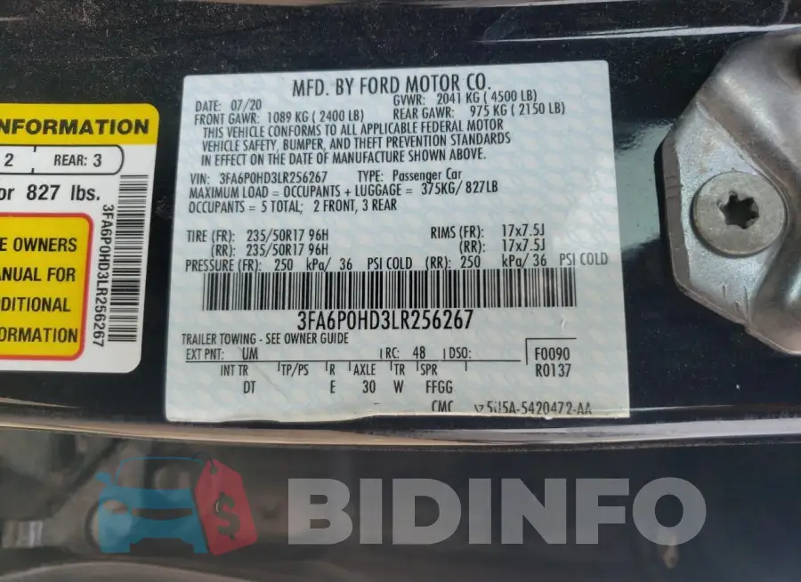 3FA6P0HD3LR256267 Photo# 12