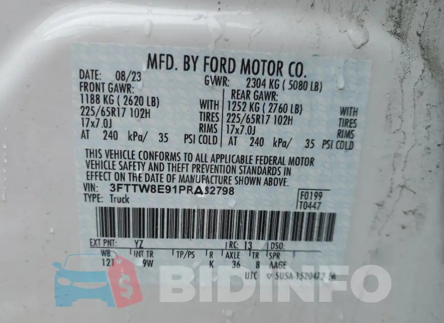 3FTTW8E91PRA82798 Photo# 13
