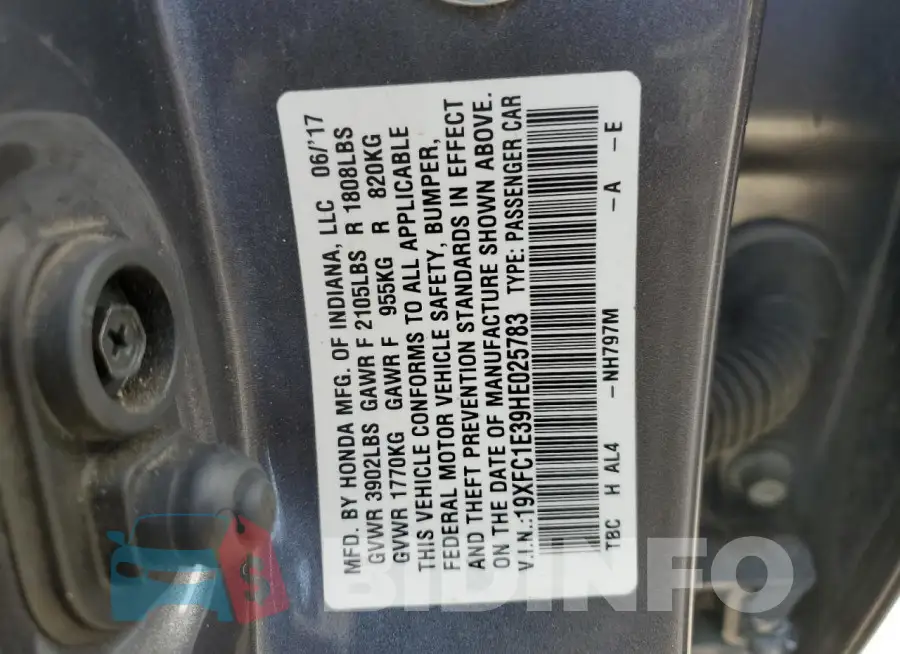 19XFC1E39HE025783 Photo# 12