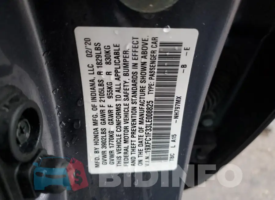 19XFC1F33LE008825 Photo# 12