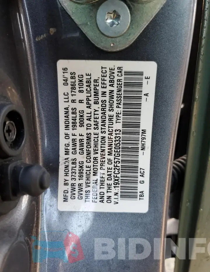 19XFC2F57GE053313 Photo# 13