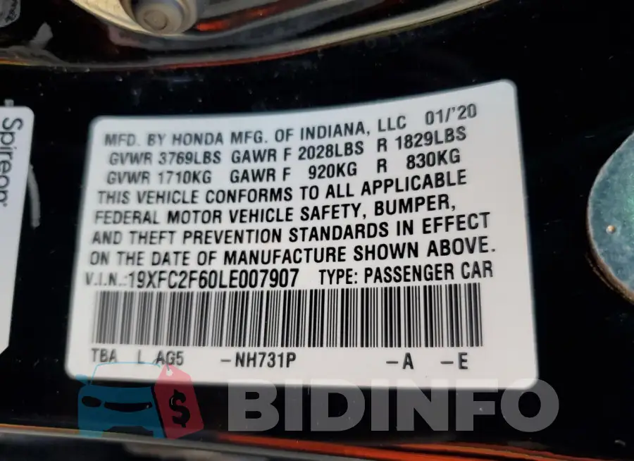19XFC2F60LE007907 Photo# 12