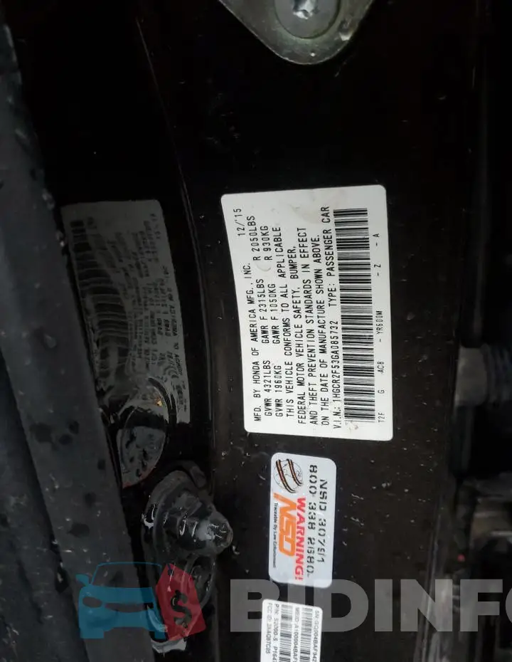 1HGCR2F53GA085732 Photo# 12