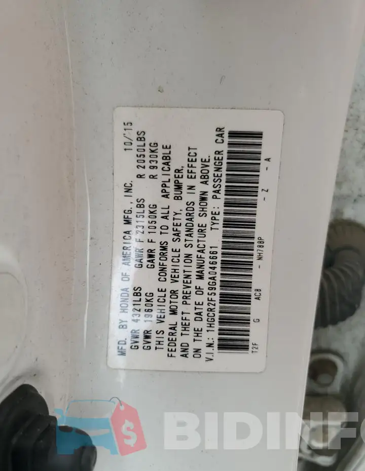 1HGCR2F59GA046661 Photo# 12