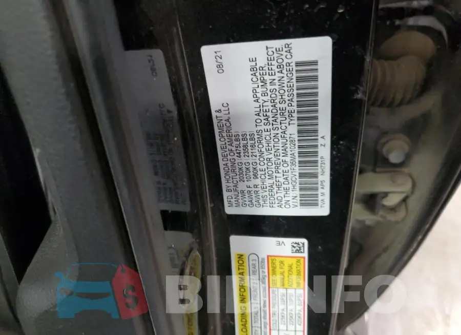 1HGCV1F35MA102871 Photo# 12