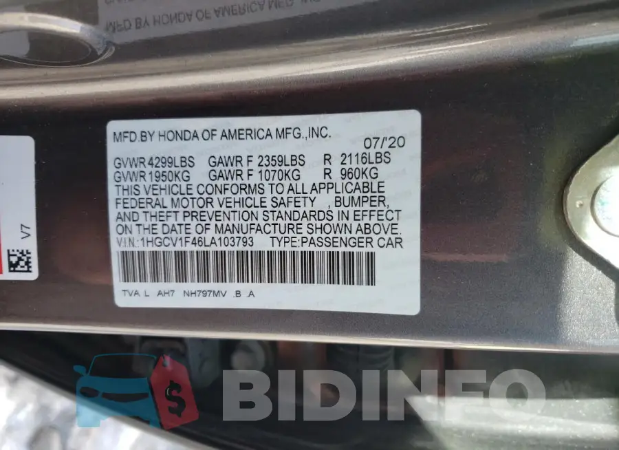 1HGCV1F46LA103793 Photo# 12