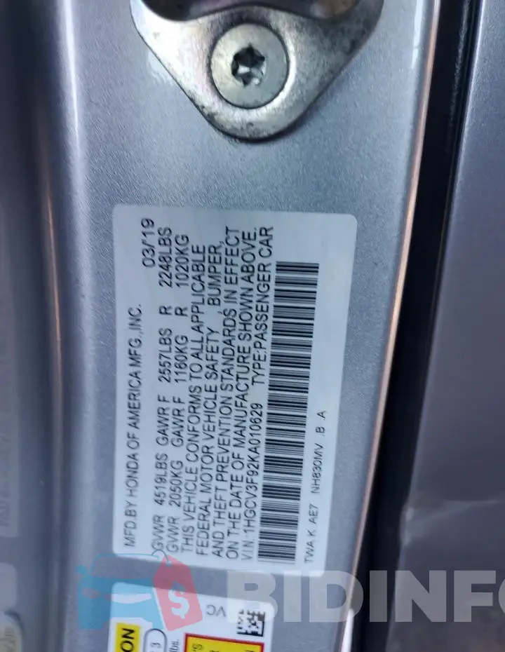 1HGCV3F92KA010629 Photo# 12