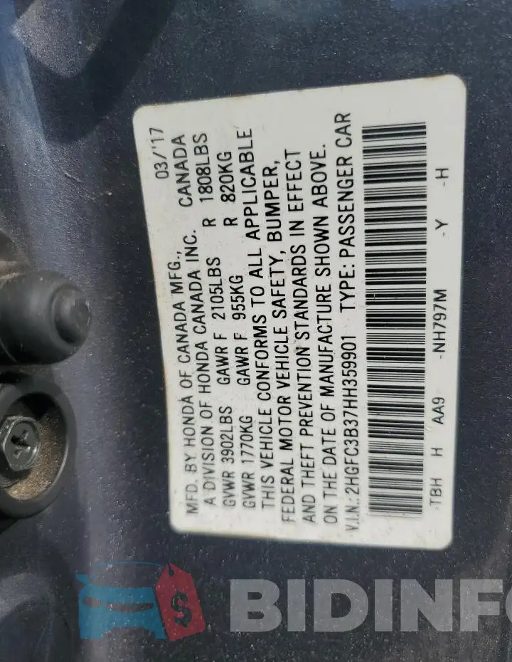 2HGFC3B37HH359901 Photo# 12