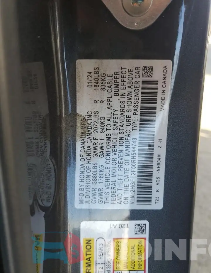 2HGFE2F56RH544748 Photo# 12