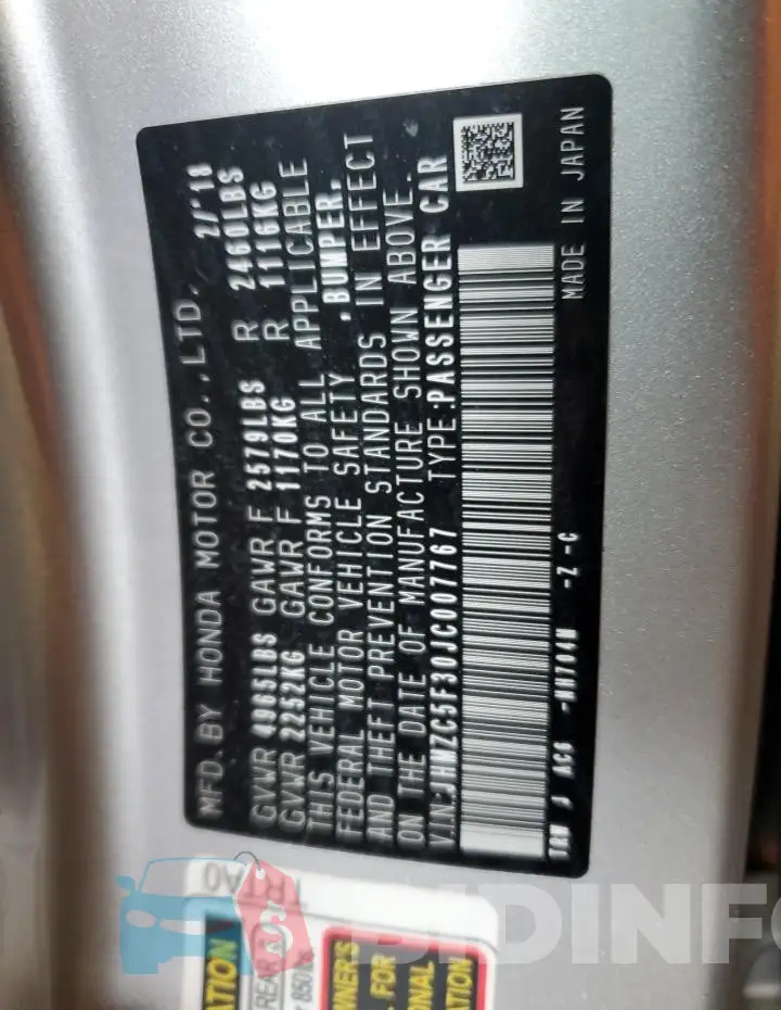JHMZC5F30JC007767 Photo# 13