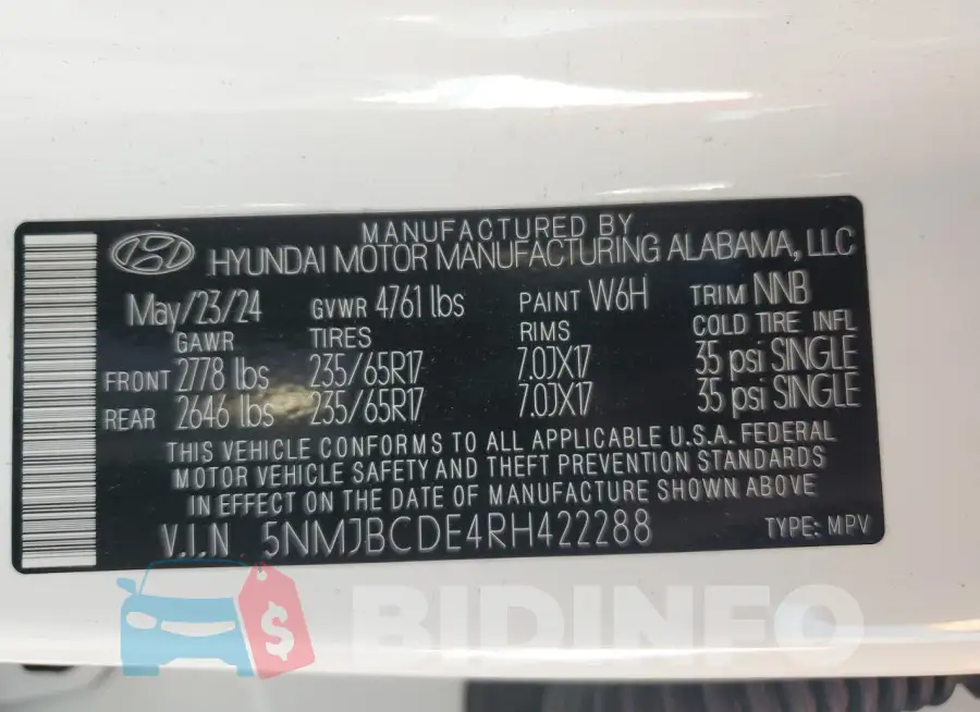5NMJBCDE4RH422288 Photo# 13