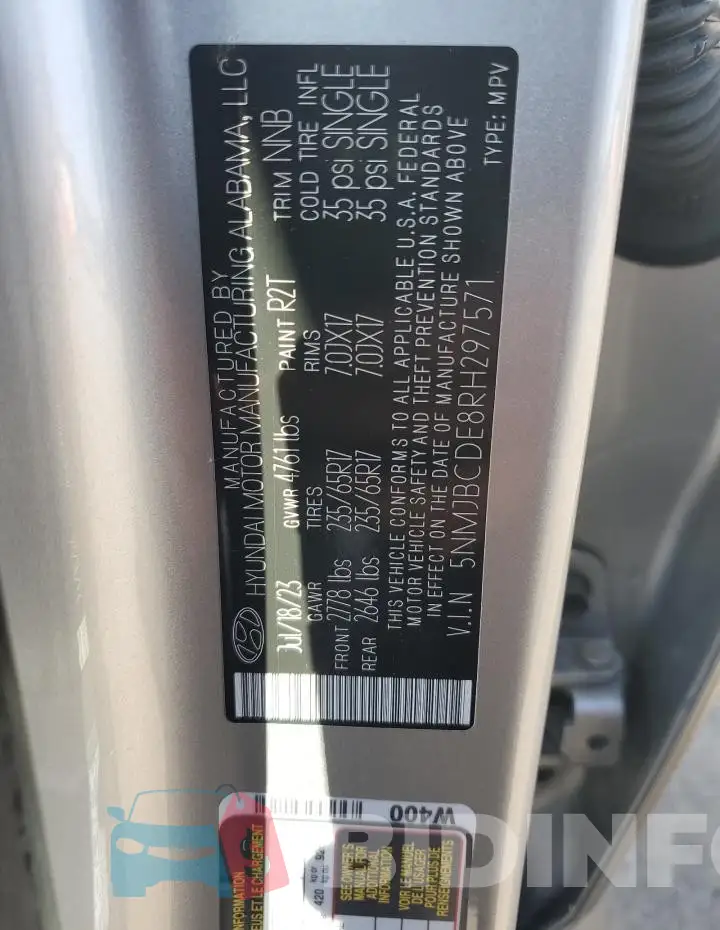 5NMJBCDE8RH297571 Photo# 12