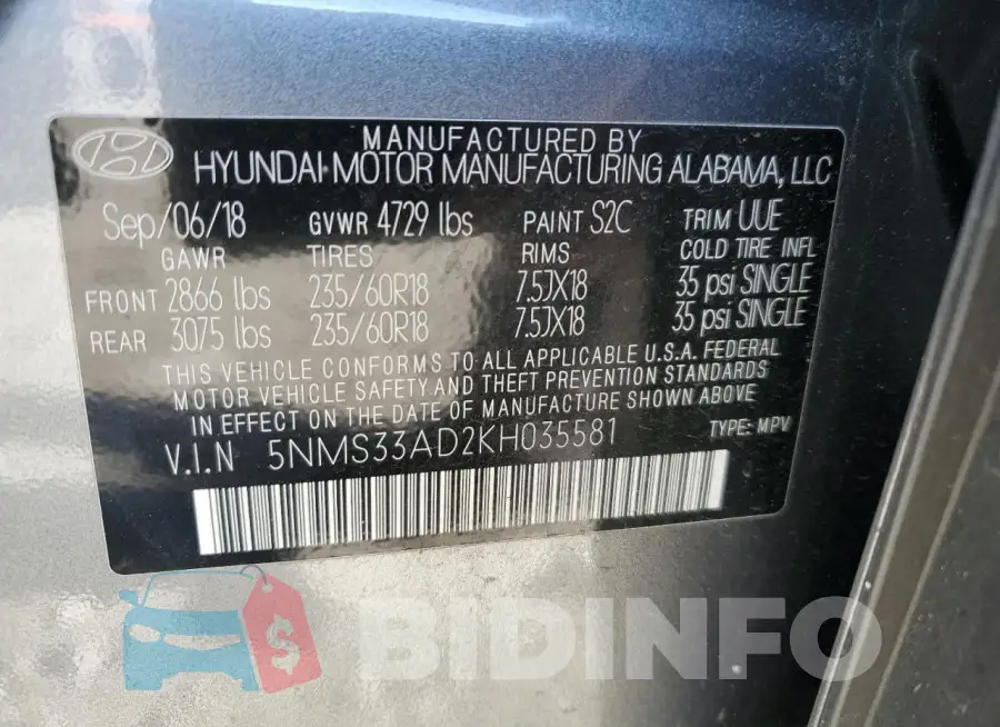 5NMS33AD2KH035581 Photo# 13
