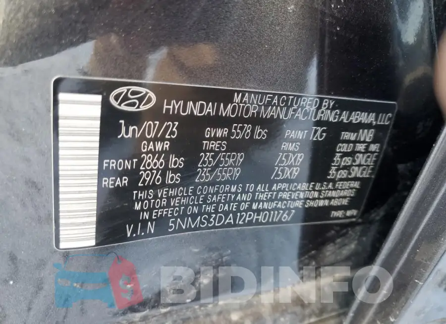 5NMS3DA12PH011767 Photo# 12