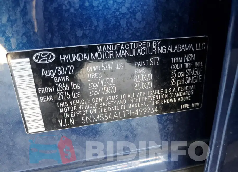 5NMS54AL1PH499234 Photo# 14