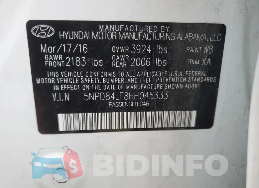 5NPD84LF8HH045333 Photo# 12