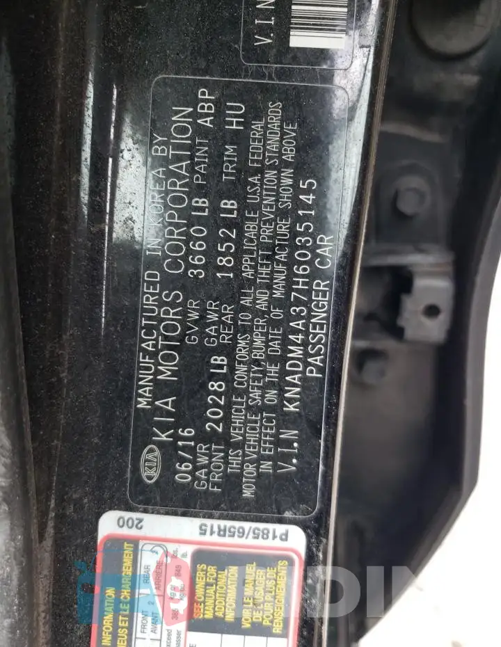 KNADM4A37H6035145 Photo# 12
