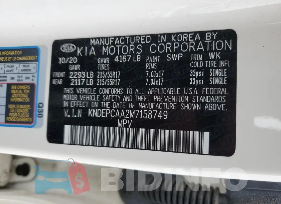 KNDEPCAA2M7158749 Photo# 14