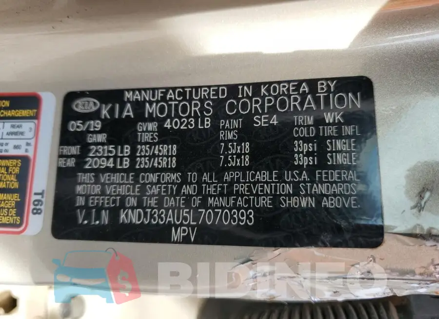 KNDJ33AU5L7070393 Photo# 13