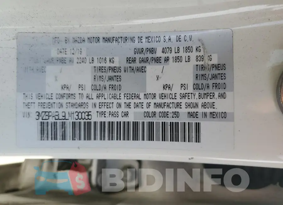 3MZBPABL9LM130035 Photo# 12