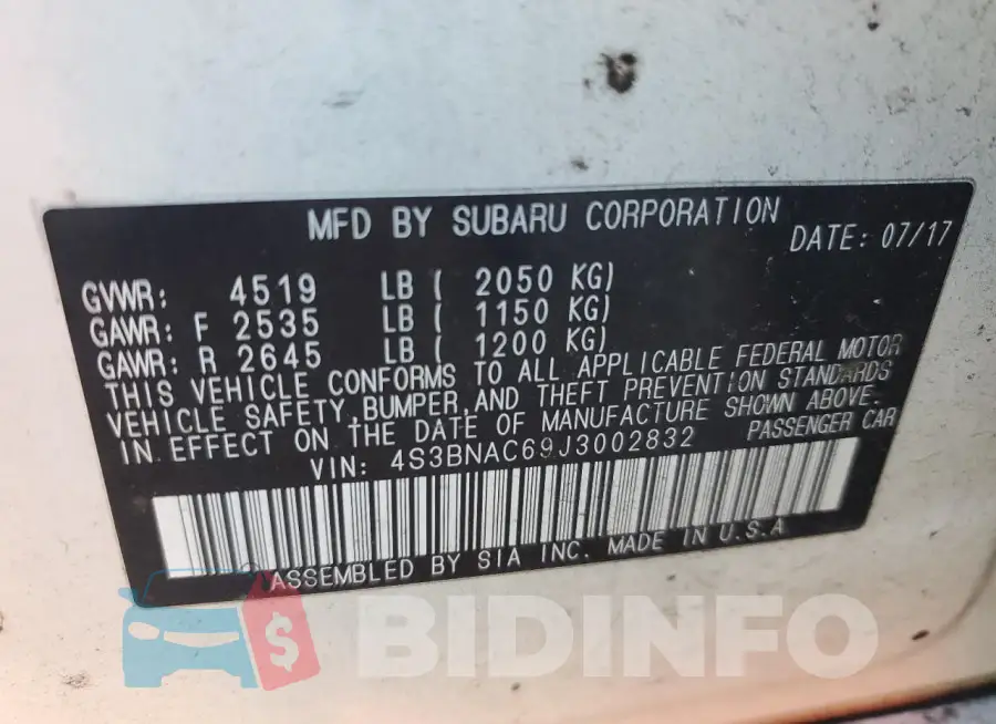 4S3BNAC69J3002832 Photo# 12
