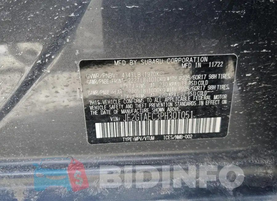 JF2GTAEC3PH301051 Photo# 12